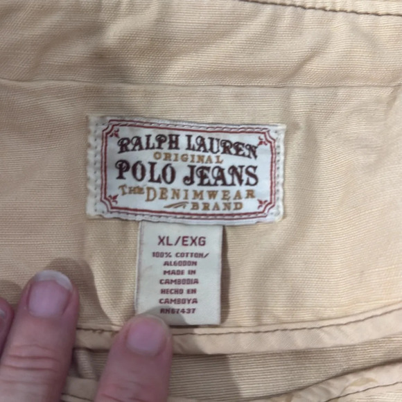 Ralph Lauren Original Polo Jeans Tan Denim Crop Jacket 100% Cotton Fall Size XL - Picture 7 of 7